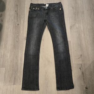 True Religion Dark Wash Straight Bejeweled Jeans Sz 29